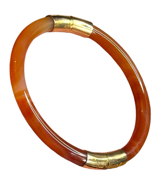 Elegant gold plt AGATE latched Bangle Bracelet
