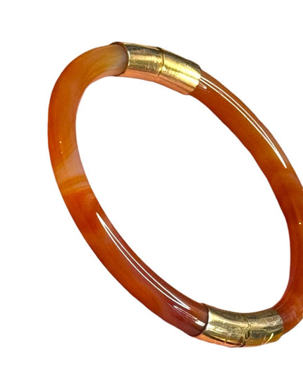 Elegant gold plt AGATE latched Bangle Bracelet