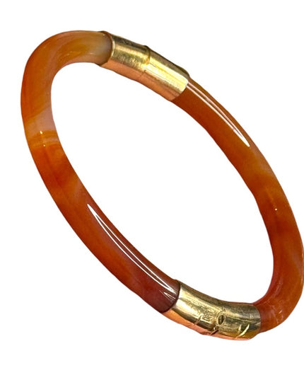 Elegant gold plt AGATE latched Bangle Bracelet