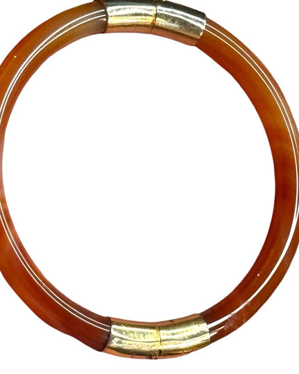 Elegant gold plt AGATE latched Bangle Bracelet