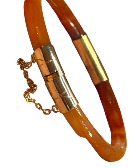 Elegant gold plt AGATE latched Bangle Bracelet