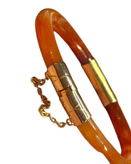 Elegant gold plt AGATE latched Bangle Bracelet