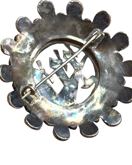 Antique sterling Silver 925 marcasite ornate Windmill Brooch