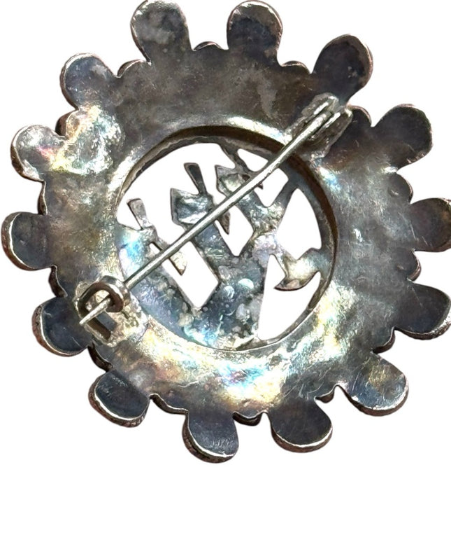 Antique sterling Silver 925 marcasite ornate Windmill Brooch
