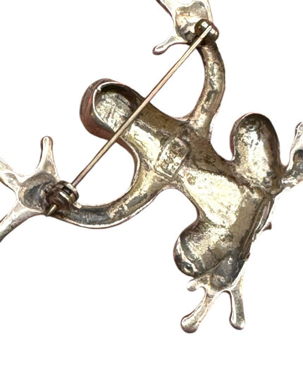 Vintage sterling Silver 925 large Frog Reptile brooch