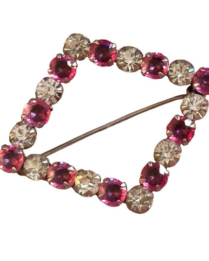 Vintage Anthony sterling silver 925 Pink and Clear Crystal triangle Brooch