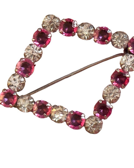 Vintage Anthony sterling silver 925 Pink and Clear Crystal triangle Brooch