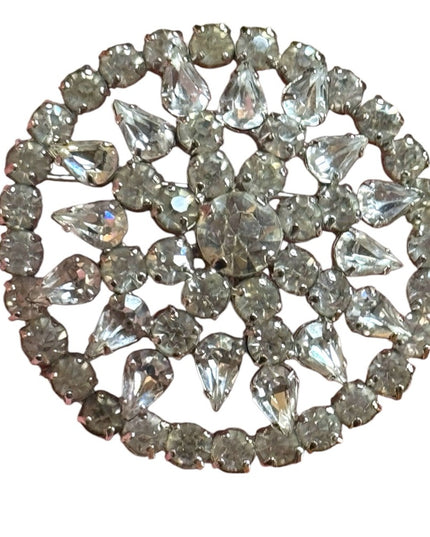 Jay Flex Elegant  Vintage Crystal Brooch Sterling Rhinestone Brooch