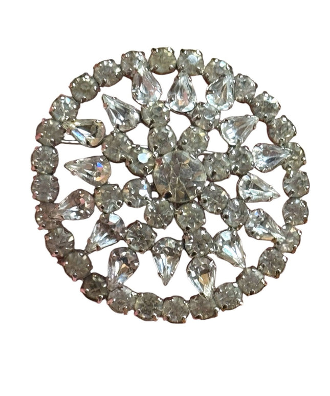 Jay Flex Elegant  Vintage Crystal Brooch Sterling Rhinestone Brooch