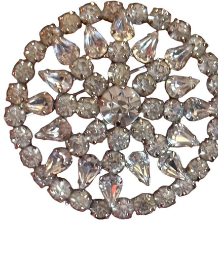 Jay Flex Elegant  Vintage Crystal Brooch Sterling Rhinestone Brooch