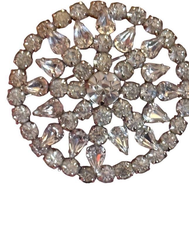 Jay Flex Elegant  Vintage Crystal Brooch Sterling Rhinestone Brooch