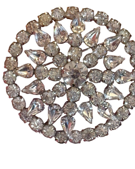 Jay Flex Elegant  Vintage Crystal Brooch Sterling Rhinestone Brooch