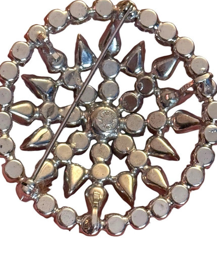 Jay Flex Elegant  Vintage Crystal Brooch Sterling Rhinestone Brooch