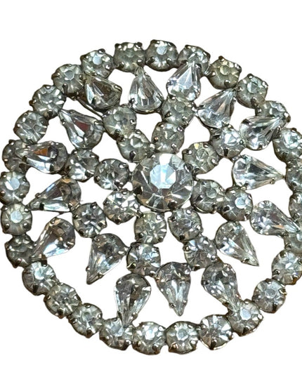 Jay Flex Elegant  Vintage Crystal Brooch Sterling Rhinestone Brooch
