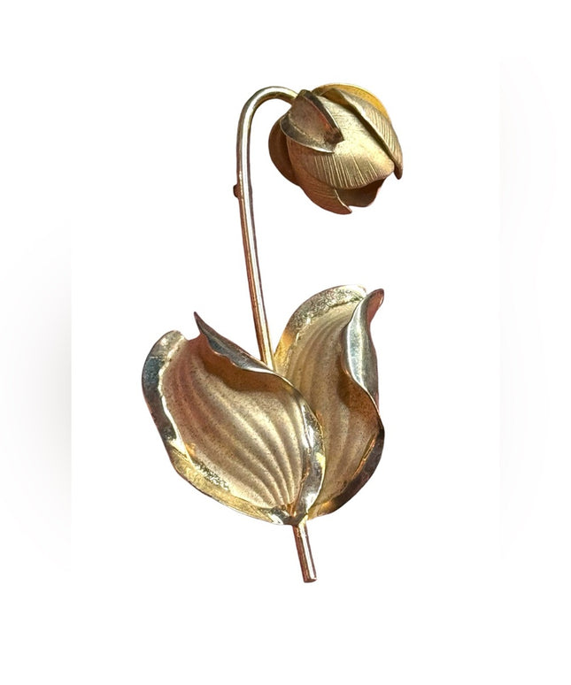 Vintage Boyd Bond sterling silver Gold plate Floral Brooch