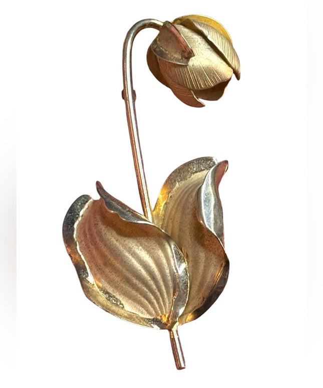 Vintage Boyd Bond sterling silver Gold plate Floral Brooch