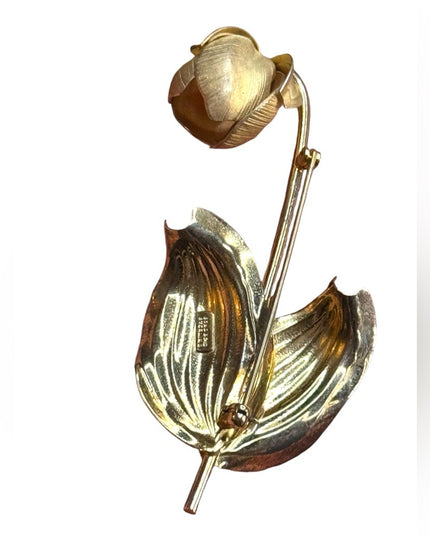 Vintage Boyd Bond sterling silver Gold plate Floral Brooch