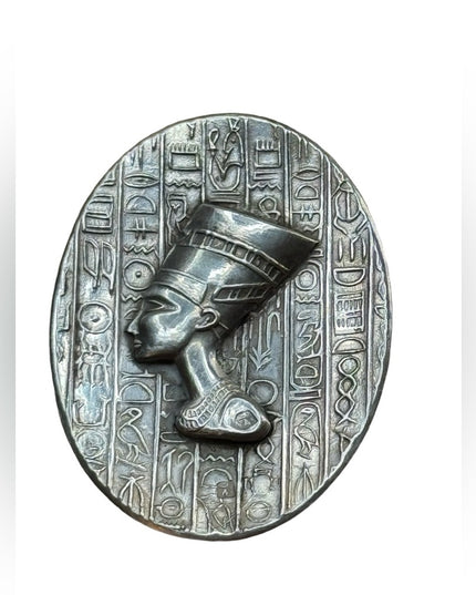 Antique 925 sterling silver Egyptian head with hieroglyphics brooch & pendant