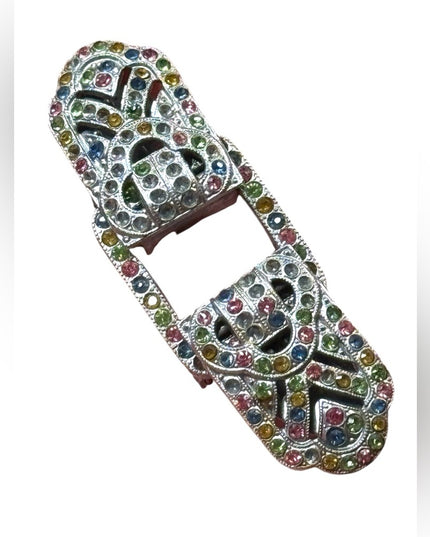 Antique Colorful Rhinestone Art Deco crystal Brooch duo duet