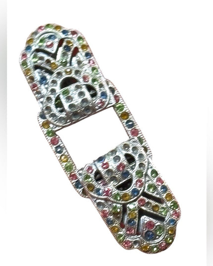 Antique Colorful Rhinestone Art Deco crystal Brooch duo duet