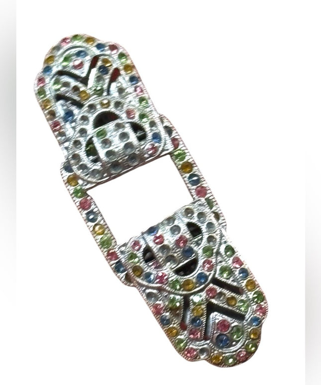 Antique Colorful Rhinestone Art Deco crystal Brooch duo duet