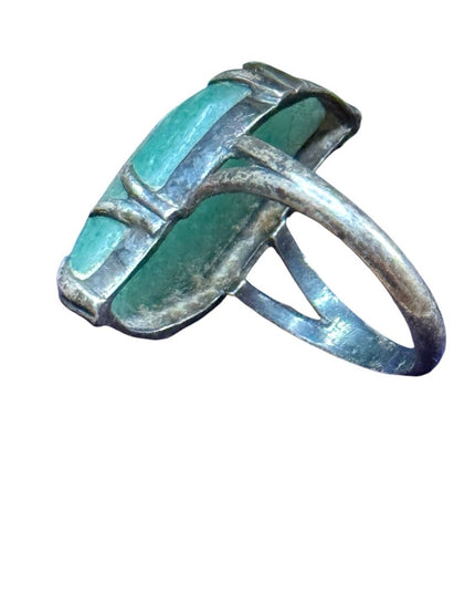 Vintage sterling silver 925 Elegant Green jade  Stone Ring