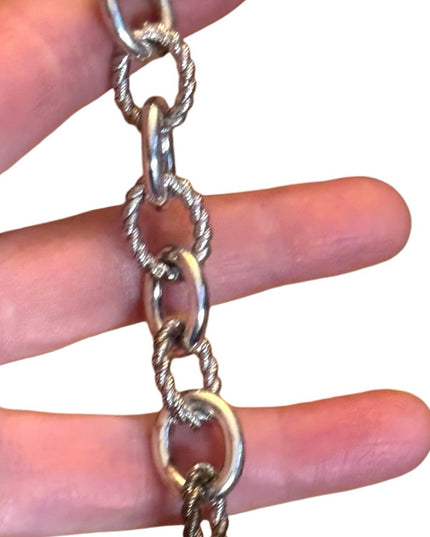 Judith Ripka Chain Bracelet Heart Charm Initial C Sterling Silver 925 CZ