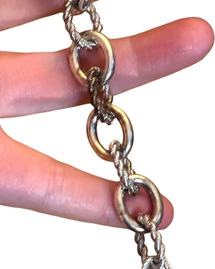 Judith Ripka Chain Bracelet Heart Charm Initial C Sterling Silver 925 CZ