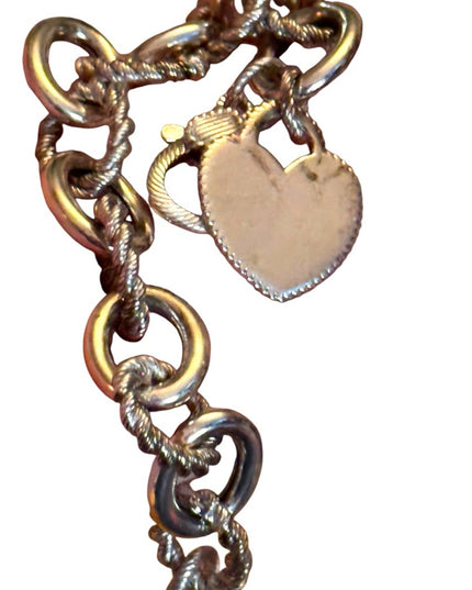Judith Ripka Chain Bracelet Heart Charm Initial C Sterling Silver 925 CZ