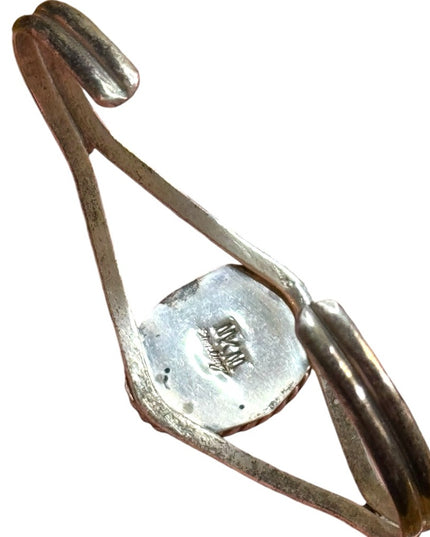 Navajo Native American MKM Sterling 925 silver Blue lace agate cuff Bracelet