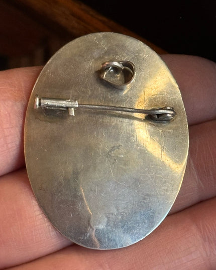Antique 925 sterling silver Egyptian head with hieroglyphics brooch & pendant