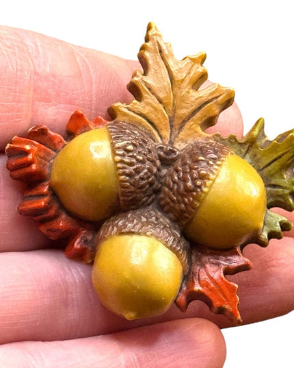 Antique early plastic celluloid colorful ACORN Brooch