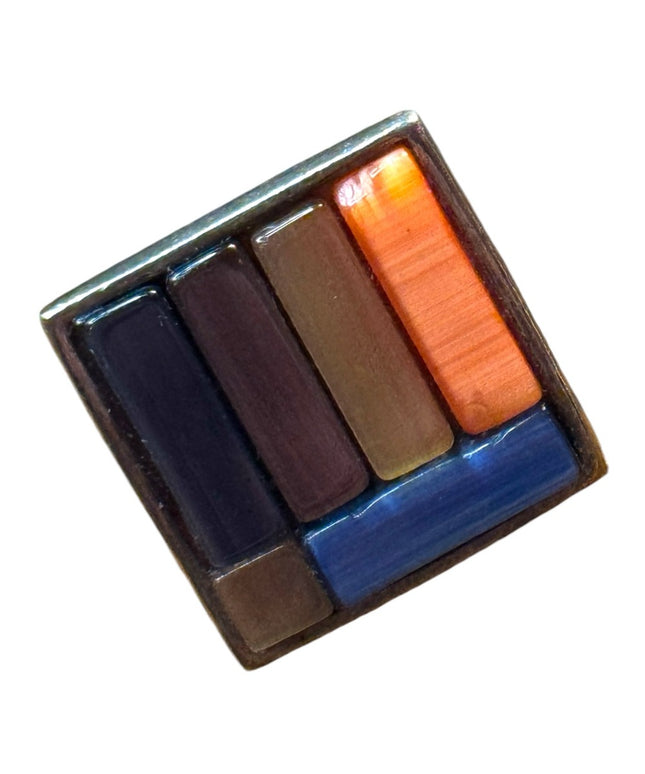 Vintage colorful stone MOP Geometric Southwestern 925 Sterling silver ring
