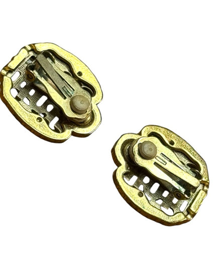 Elegant Gold-Tone finish chinese symbol Filigree clip on Earrings