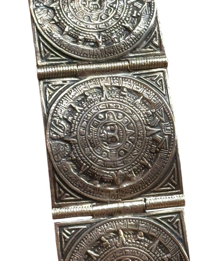Vintage Sterling Silver 925 TAXCO Aztec Mayan Mexico Calendar  Bracelet