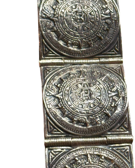 Vintage Sterling Silver 925 TAXCO Aztec Mayan Mexico Calendar  Bracelet