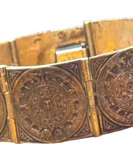 Vintage Sterling Silver 925 TAXCO Aztec Mayan Mexico Calendar  Bracelet