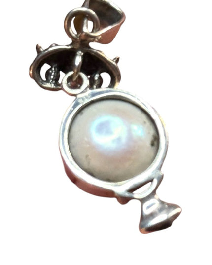 Sterling Silver 925 dangle  Owl Pearl Pendant