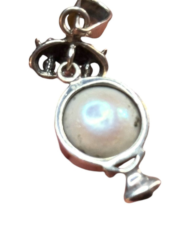 Sterling Silver 925 dangle  Owl Pearl Pendant