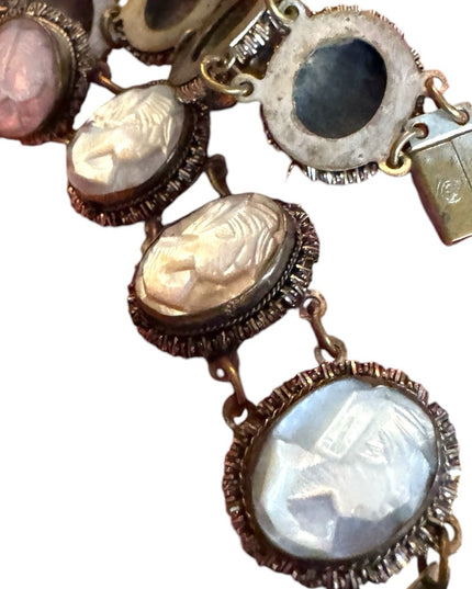 Elegant Antique carved MOP pearl multi Cameo Bracelet