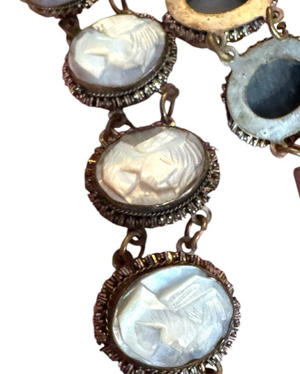 Elegant Antique carved MOP pearl multi Cameo Bracelet