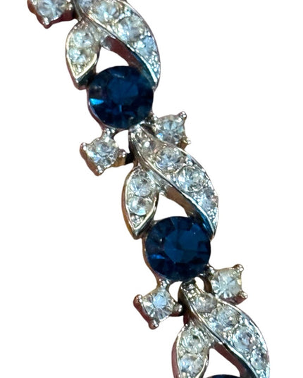 Vintage Elegant LISNER  Blue & clear crystal Silver finish Bracelet