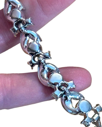 Vintage Elegant LISNER  Blue & clear crystal Silver finish Bracelet