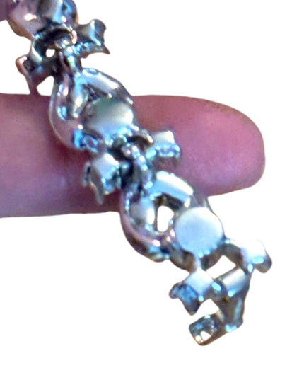 Vintage Elegant LISNER  Blue & clear crystal Silver finish Bracelet