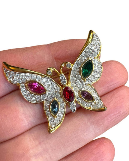 Elegant Weekenders gold plt  Multicolor crystal fancy Butterfly Brooch