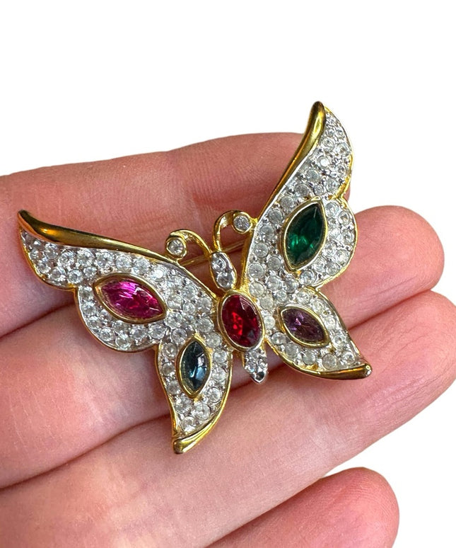 Elegant Weekenders gold plt  Multicolor crystal fancy Butterfly Brooch