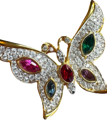 Elegant Weekenders gold plt  Multicolor crystal fancy Butterfly Brooch
