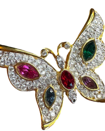Elegant Weekenders gold plt  Multicolor crystal fancy Butterfly Brooch