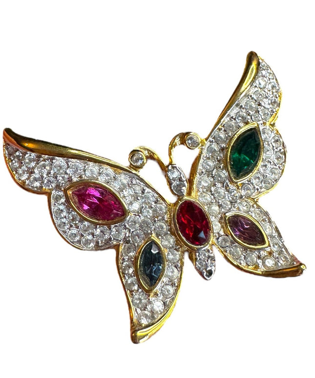 Elegant Weekenders gold plt  Multicolor crystal fancy Butterfly Brooch