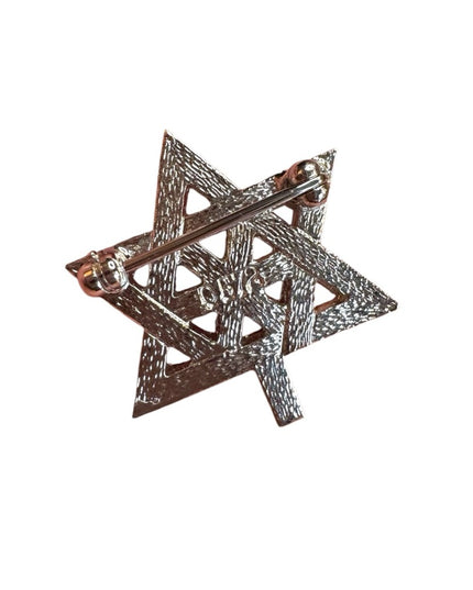Vintage Silver finish Crystal CZ Star of David Brooch